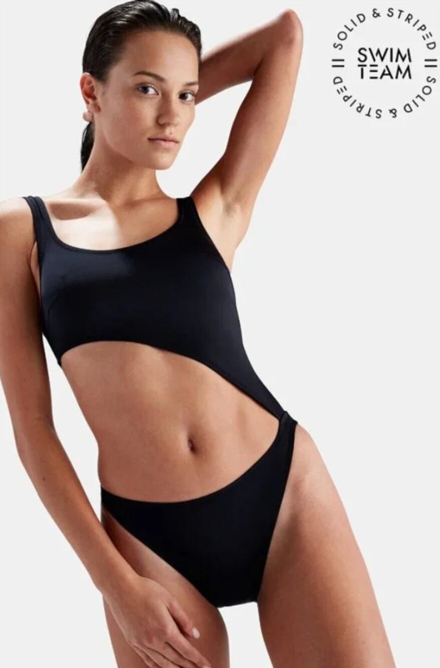 Solid & Striped Jourdan Swim Team Black Cutout Swimsuit Size S